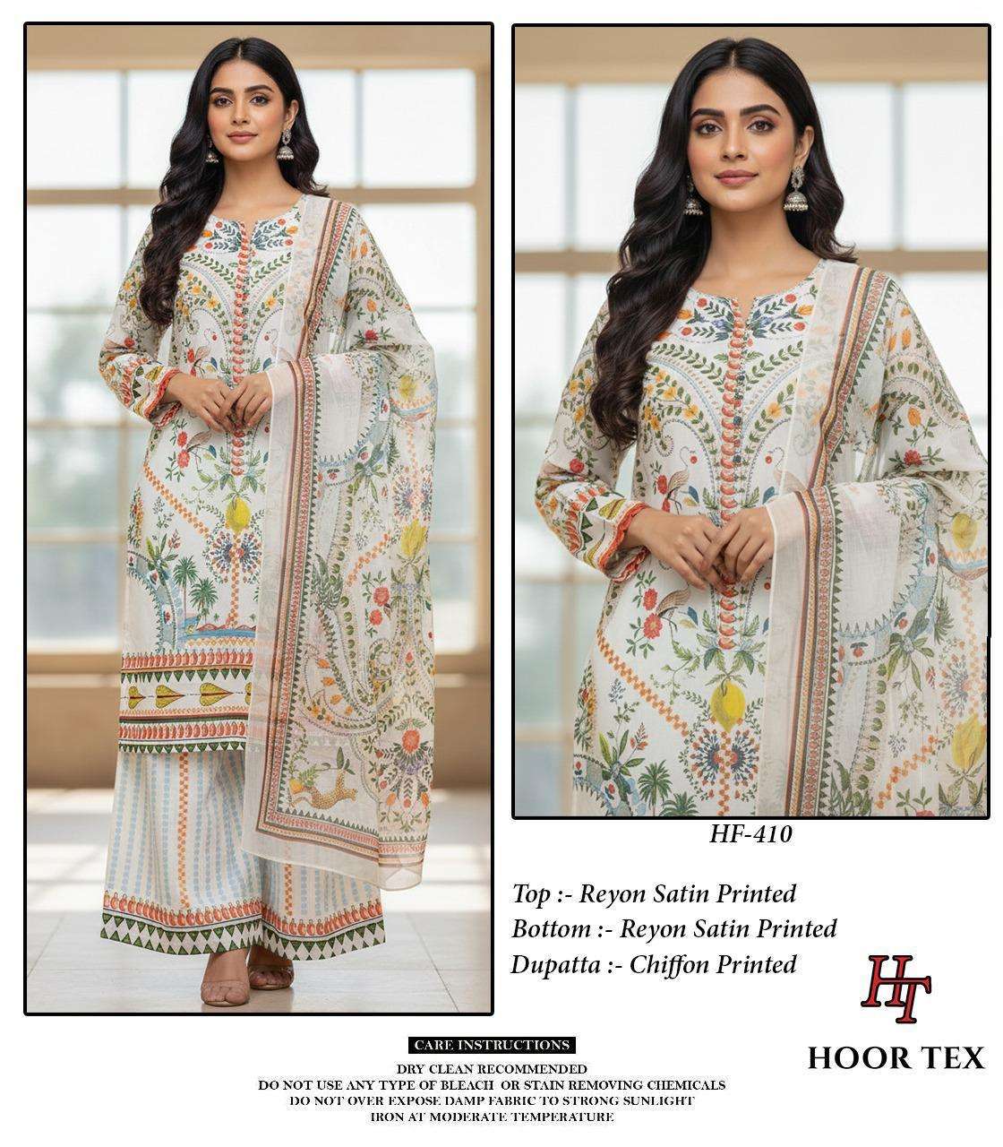 HOOR TEX HF-410 RAYON SATIN PRINTED STITCHED PAKISTANI DRESESS-00020