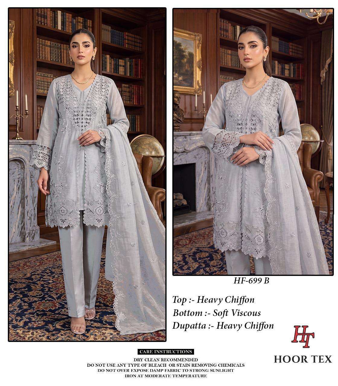 HOOR TEX HF-699 A TO D SERIES CHIFFON EMBROIDERY STITCHED PAKISTANI DRESSES-00020