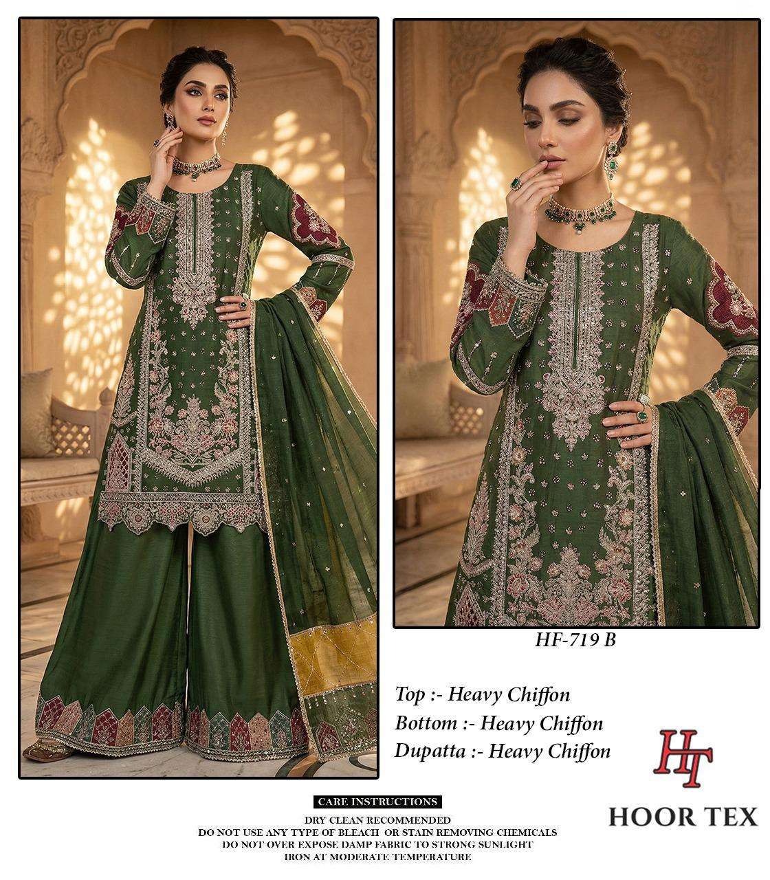 HOOR TEX HF-719 A TO C SERIES CHIFFON EMBROIDERY PAKISTANI STITCHED SUIT-00020