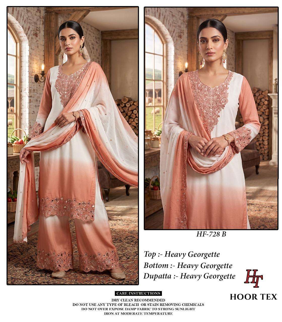 HOOR TEX HF-728 A TO D SERIES GEORGETTE EMBROIDERY PAKISTANI DRESSES-00020