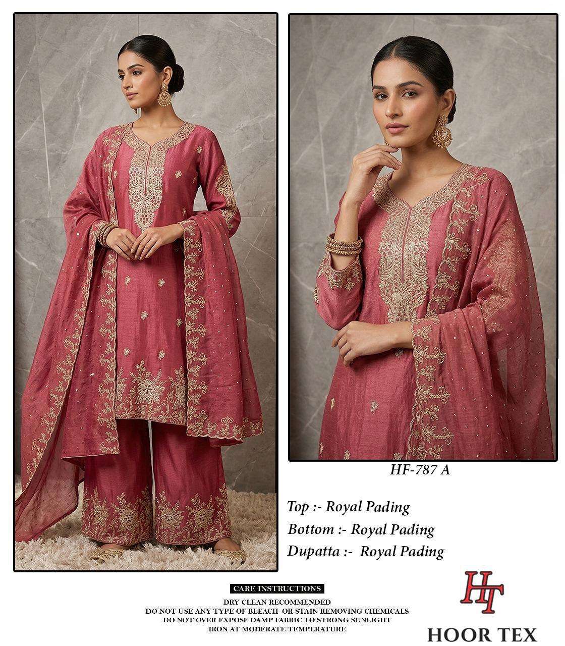 HOOR TEX HF-787 A TO D SERIES ROYAL FANCY EMBROIDERY STITCHED PAKISTANI SUIT-00020