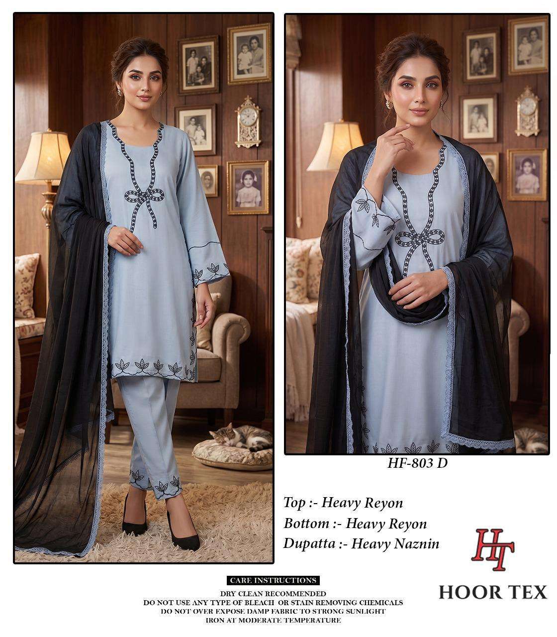 HOOR TEX HF-803 A TO D SERIES RAYON STITCHED EMBROIDERY PAKISTANI SUIT-00020
