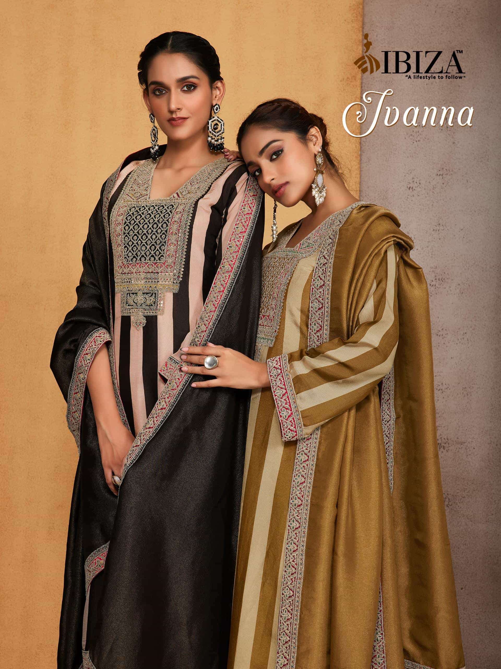 IBIZA IVANNA 5744 TO 5747 SERIES VISCOSE SIMMER EMBROIDERY STITCHED SUIT SET-00028