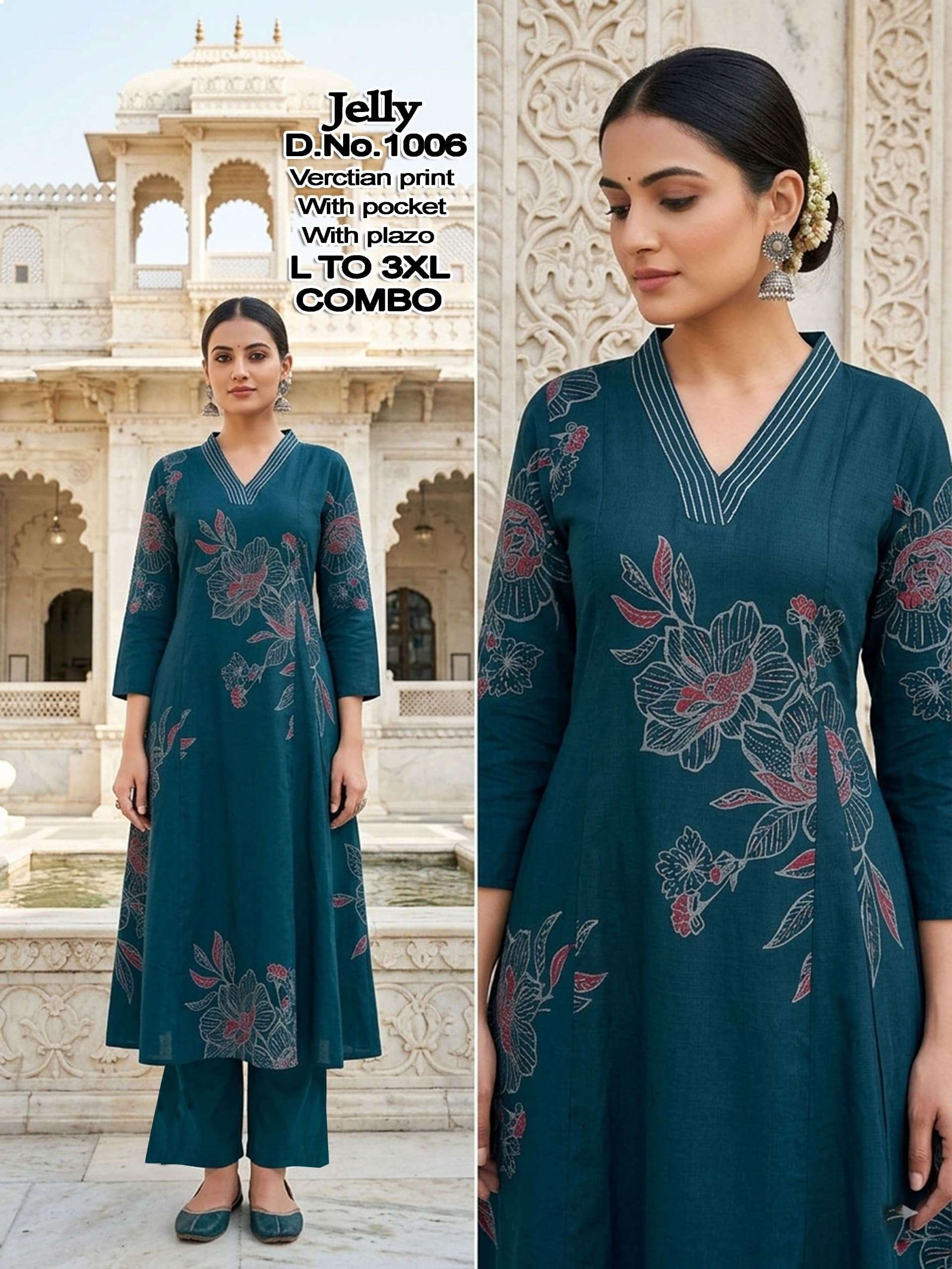 JELLY BY ASLIWHOLESALE VATICAN PRINTED STITCHED KURTIS SET-00320