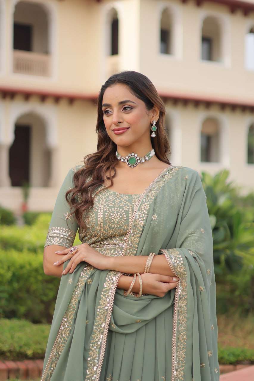 JF-372 BY ASLIWHOLESALE FAUX GEORGETTE EMBROIDERY PREMIUM LEHENGAS-00327