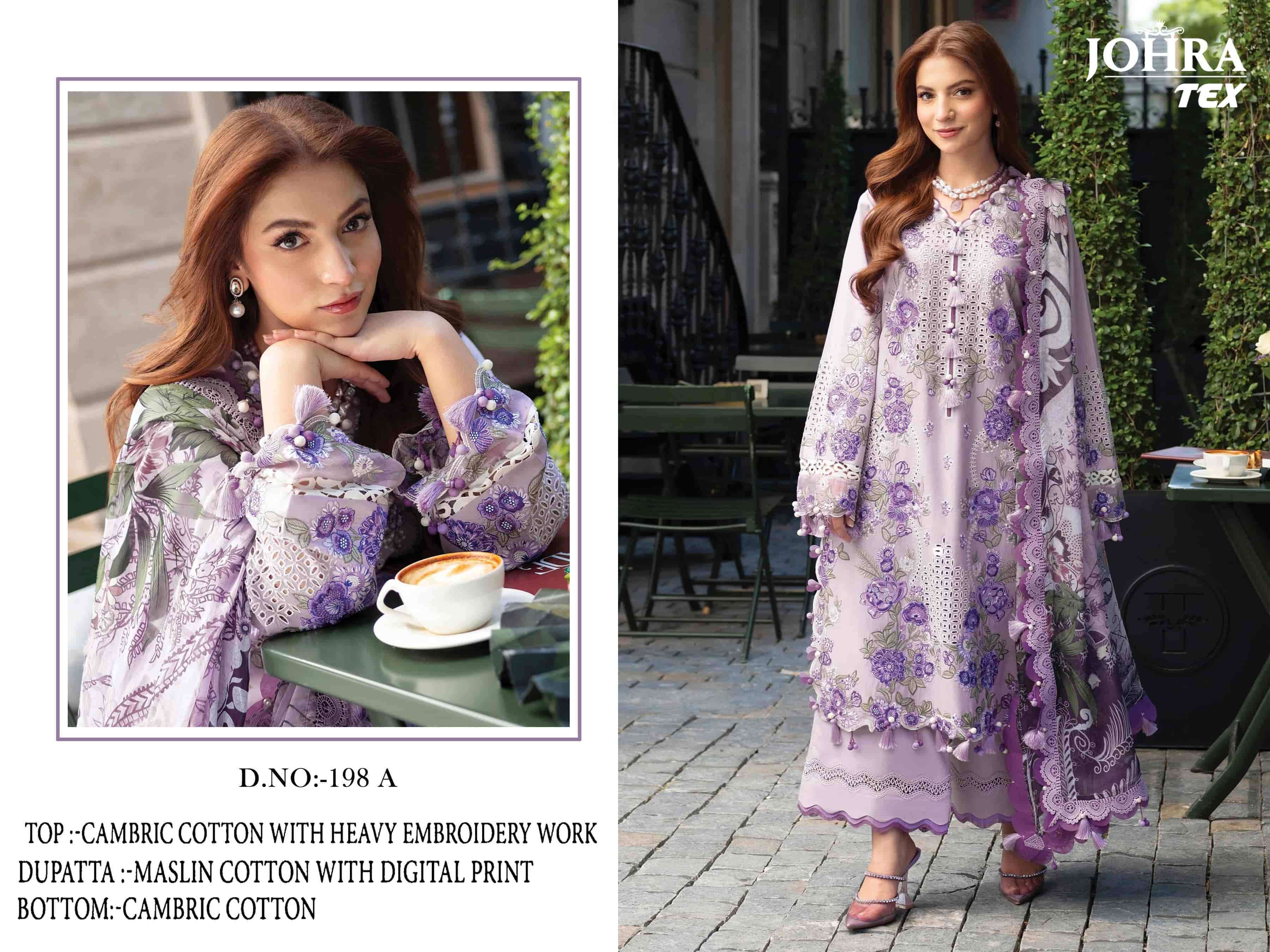 JOHRA TEX JT-198 A TO B SERIES CAMBRIC COTTON EMBROIDERY PAKISTANI DRESSES-00062