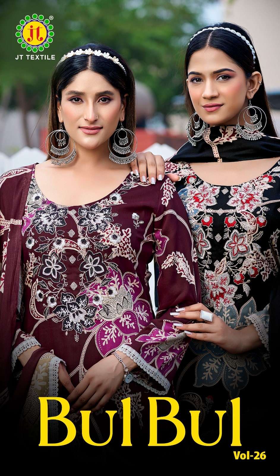 JT TEXTILE BULBUL VOL-26 26001 TO 26005 SERIES RAYON PRINTED UNSTITCHED SUIT-00201