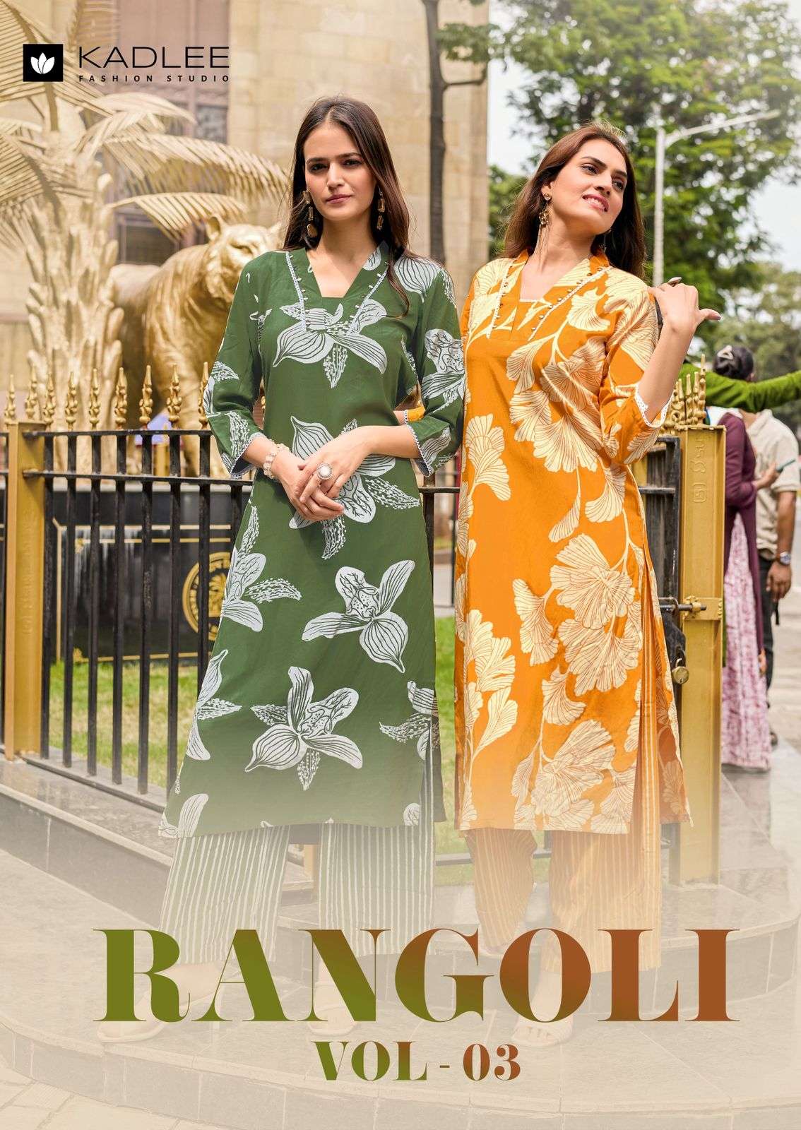 KADLEE RANGOLI VOL-03 4013 TO 4018 SERIES RAYON PRINTED STITCHED KURTI SET-00014