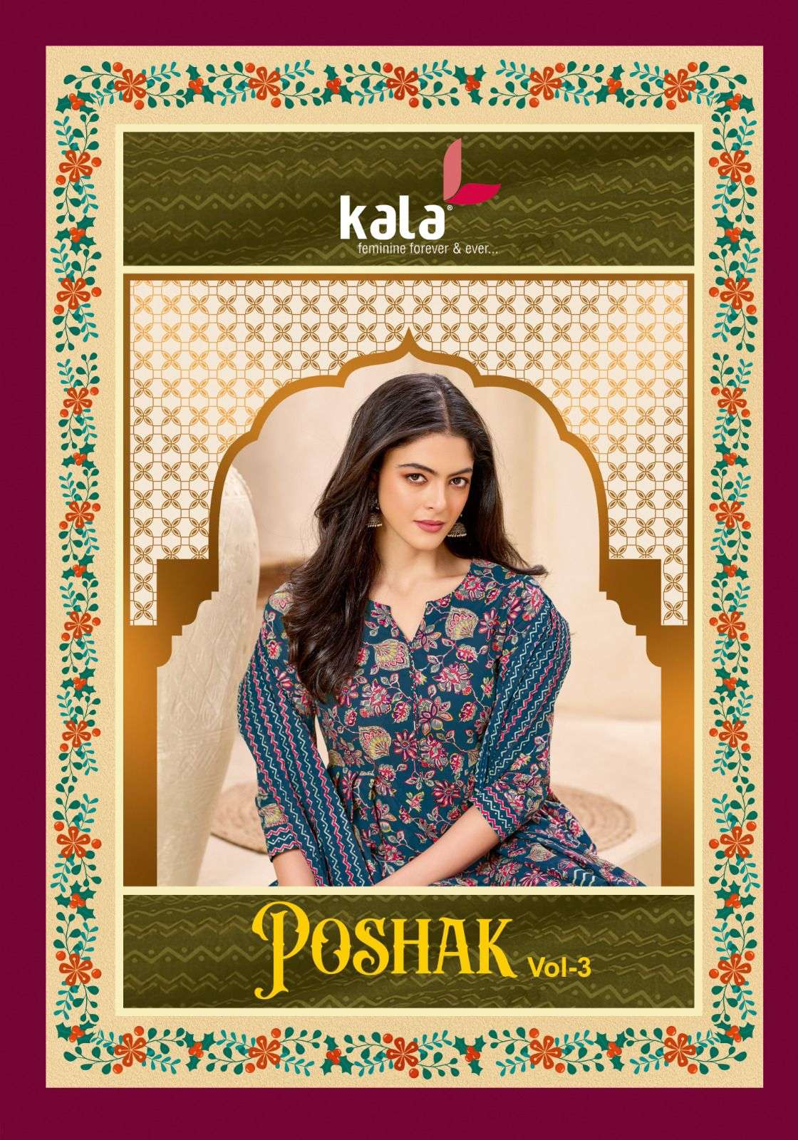 KALA POSHAK VOL-3 9401 TO 9408 SERIES COTTON PRINTED UNSTITCHED SUIT-00015