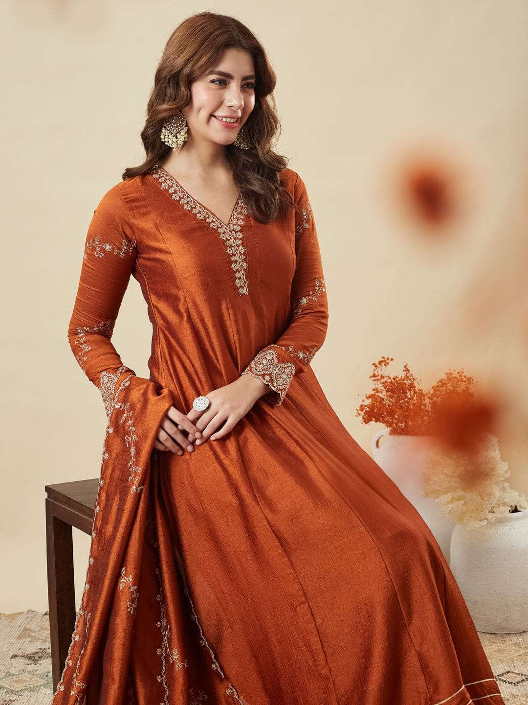 KASHISH BY ASLIWHOLESALE VICHITRA SILK EMBROIDERY WORK DRESSES - 00264