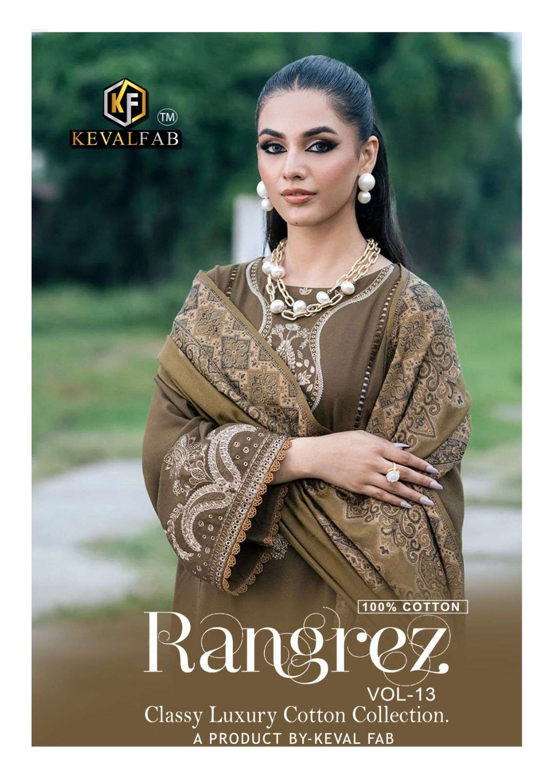 KEVAL FAB RANGREZ VOL-13 13001 TO 13006 SERIES PREMIUM COTTON PRINTED SUIT-00062