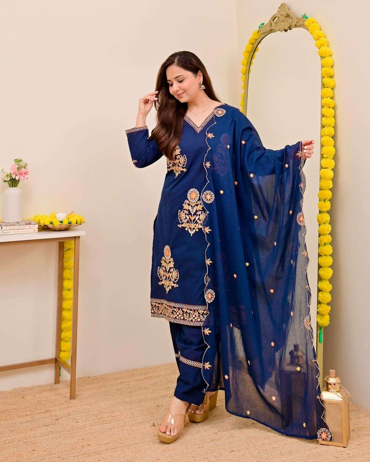 KF-101 BY ASLIWHOLESALE ROMAN SILK EMBROIDERY STITCHED DRESSES - 00096