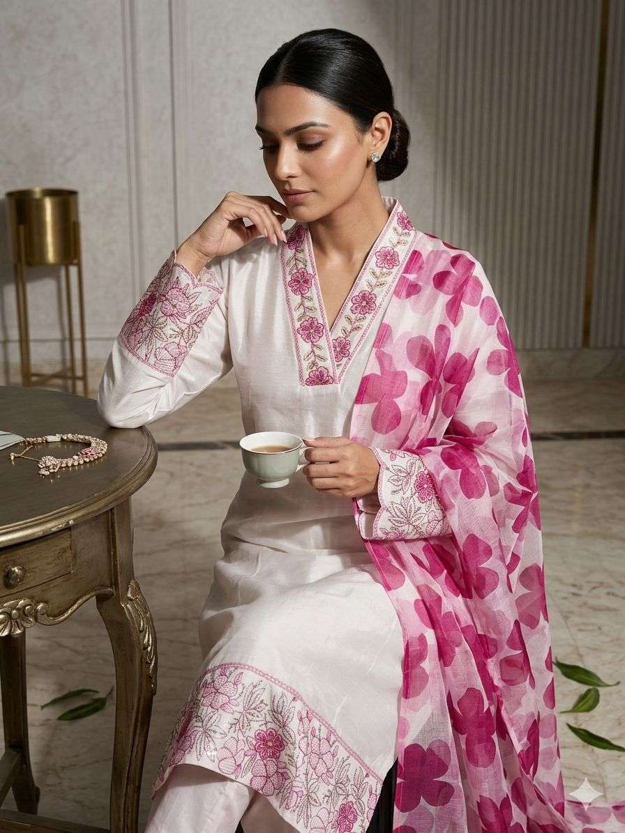 KF-2101BY ASLIWHOLESALE CHANDERI EMBROIDERY STITCHED DRESSES-00096