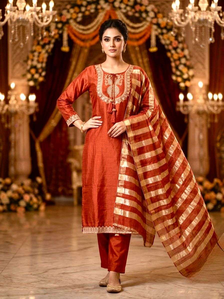 KF-2103 BY ASLIWHOLESALE VICHITRA SILK EMBROIDERY STITCHED DRESSES - 00096