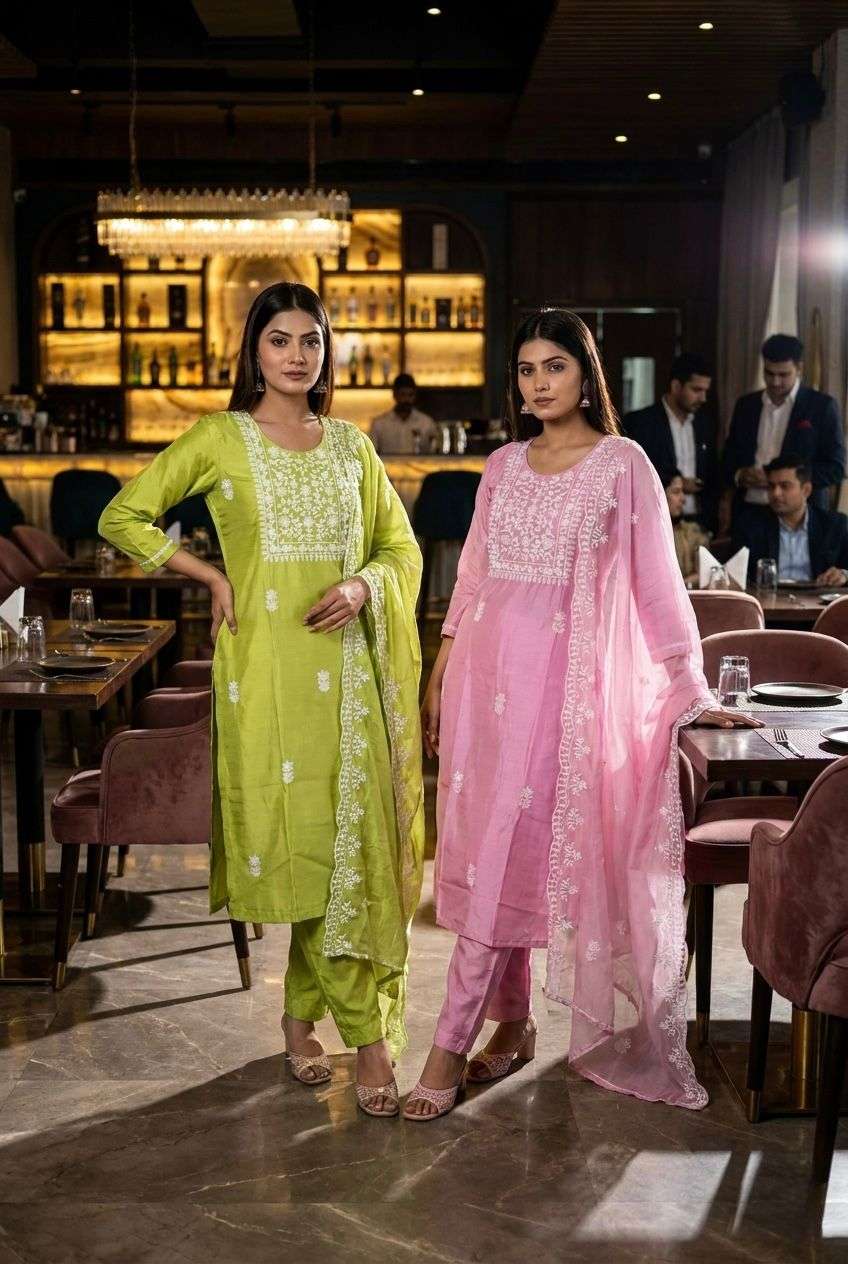 KF-2105 BY ASLIWHOLESALE SILK EMBROIDERY STITCHED DRESSES - 00096