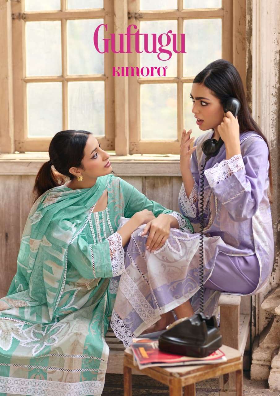 KIMOR GUFTUGU 2343 TO 2346 SERIES COTTON EMBROIDERY PRINTED SUIT SET-00028