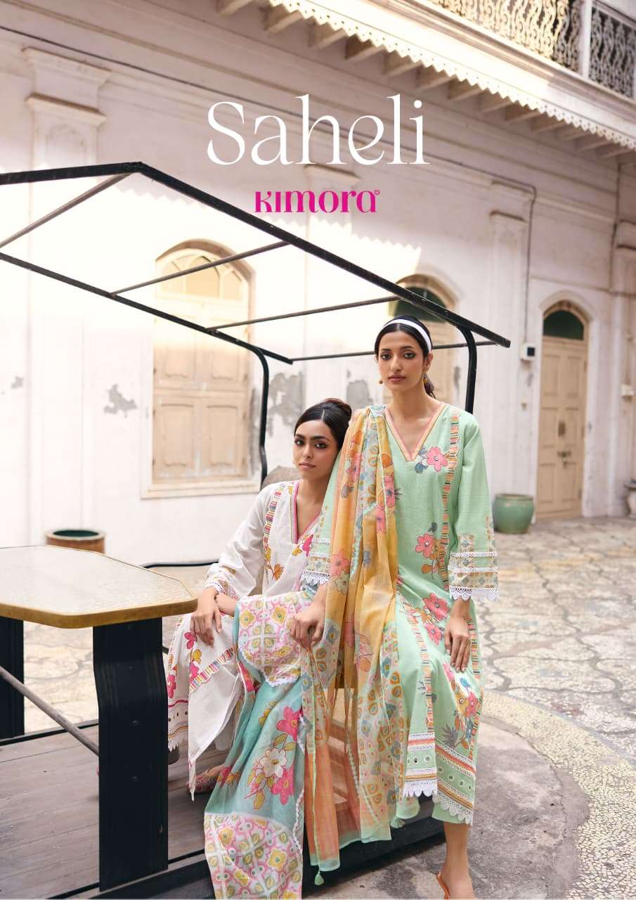 KIMOR SAHELI 2355 TO 2358 SERIES COTTON LAWN PRINTED PAKISTANI SUIT SET-00069