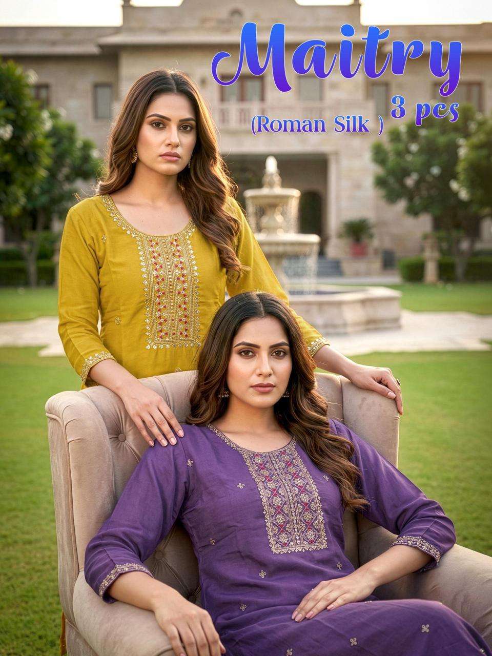 MAITRY BY ASLIWHOLESALE HEAVY ROMAN SILK EMBROIDERY STITCHED DRESSES - 00320