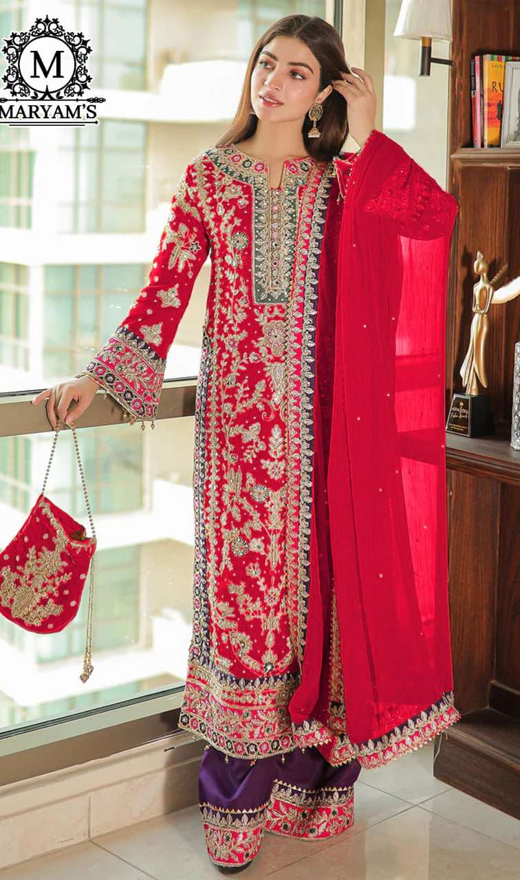 MARYAM’S - 180 CHINON SILK SEQUNCE DRESS MATERIAL WITH EMBROIDERY - 00104