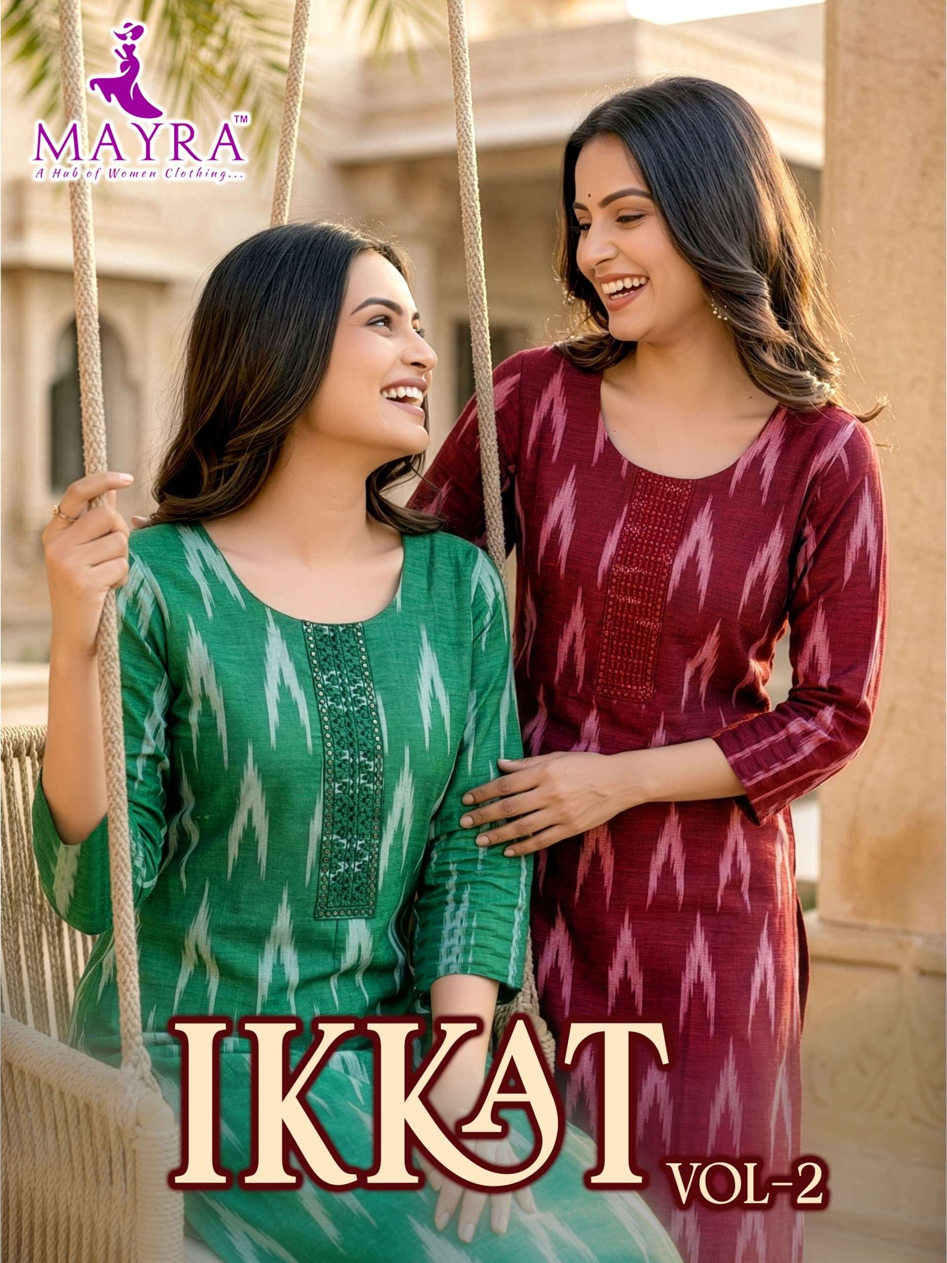 MAYRA IKKAT VOL-2 91954 TO 91961 SERIES COTTON PRINTED STITCHED DRESSES-00325