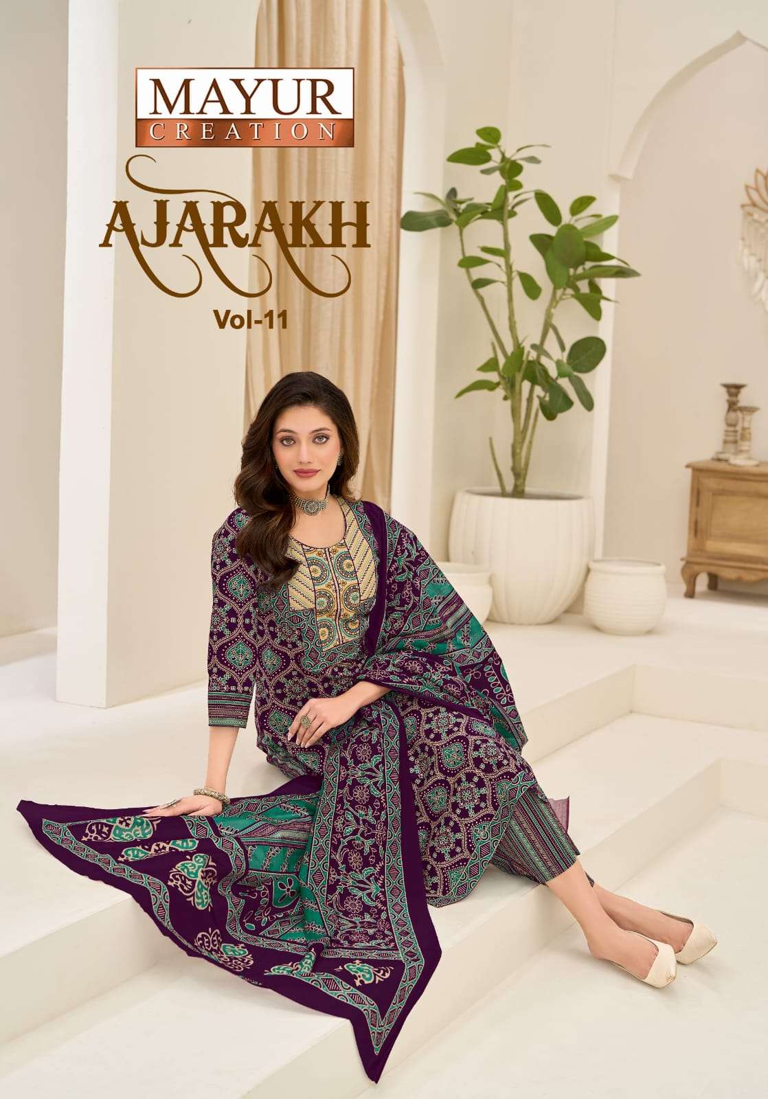 MAYUR CREATION AJARAKH VOL-11 COTTON PRINTED STITCHED DRESSES SET-00015
