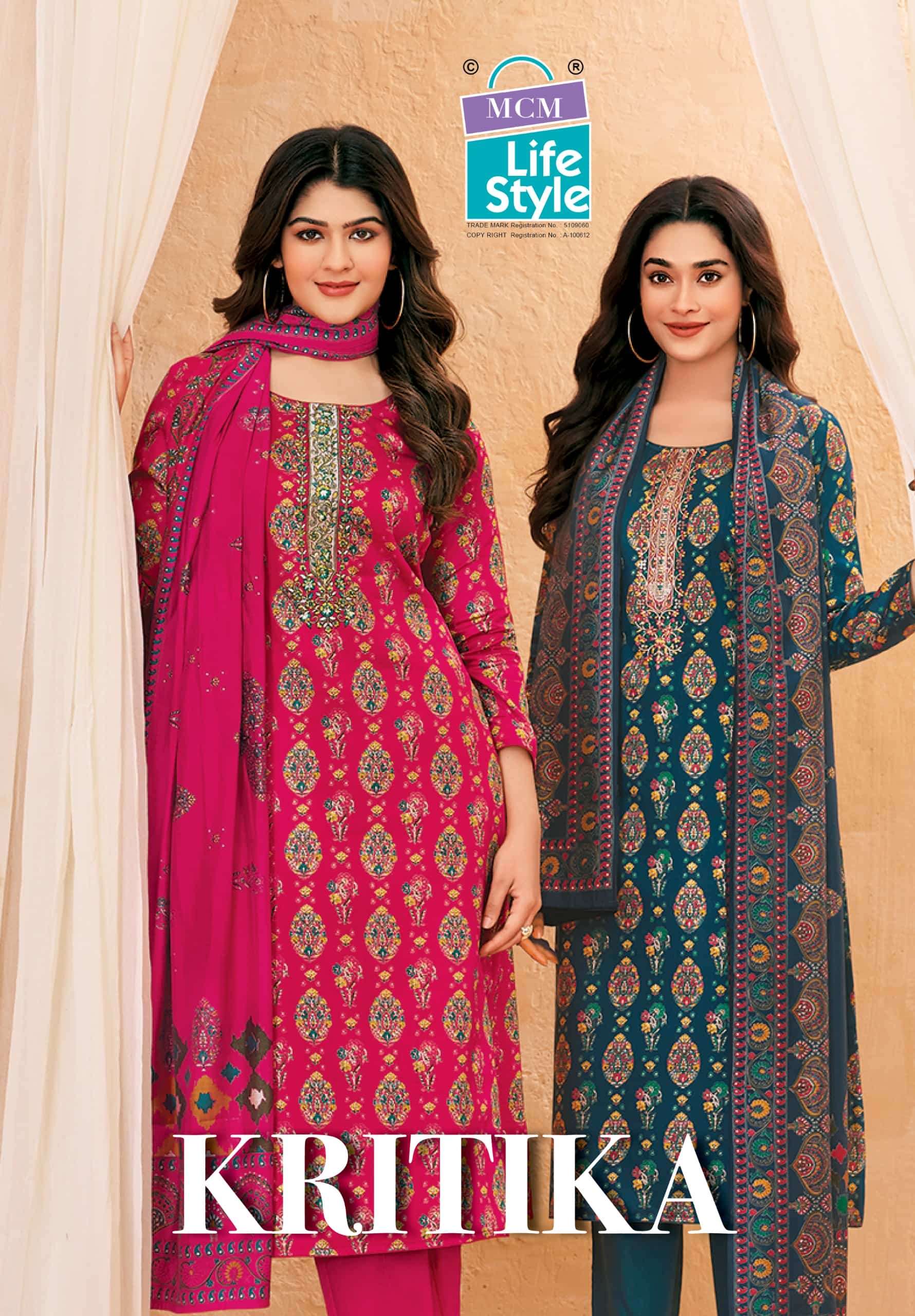 MCM LIFESTYLE KRITIKA 09 TO 016 SERIES JAAM SATIN PRINTED UNSTITCHED SUIT-00201