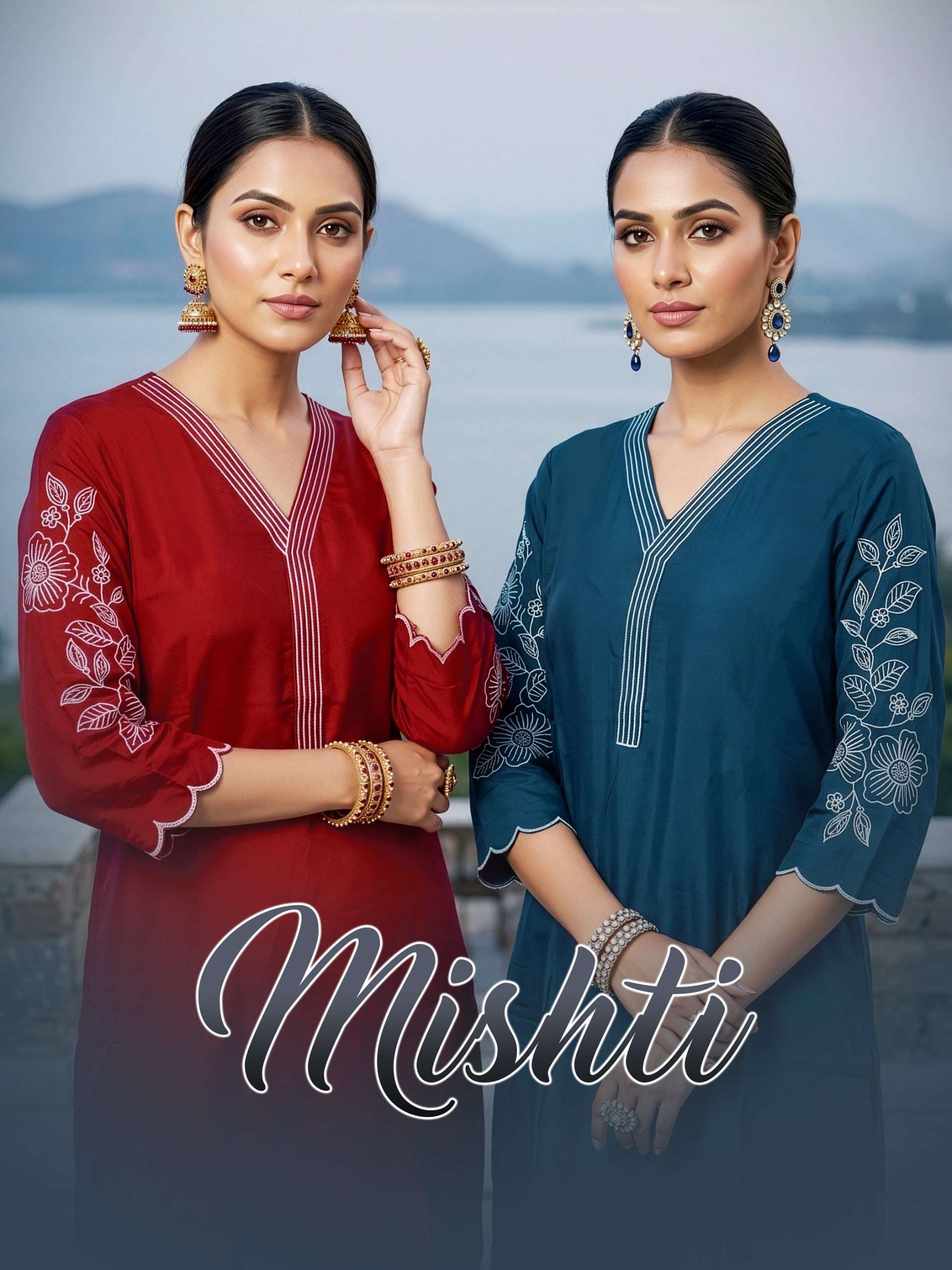 MISHTY BY ASLIWHOLESALE ROMAN SILK EMBROIDERY STITCHED DRESSES - 00320