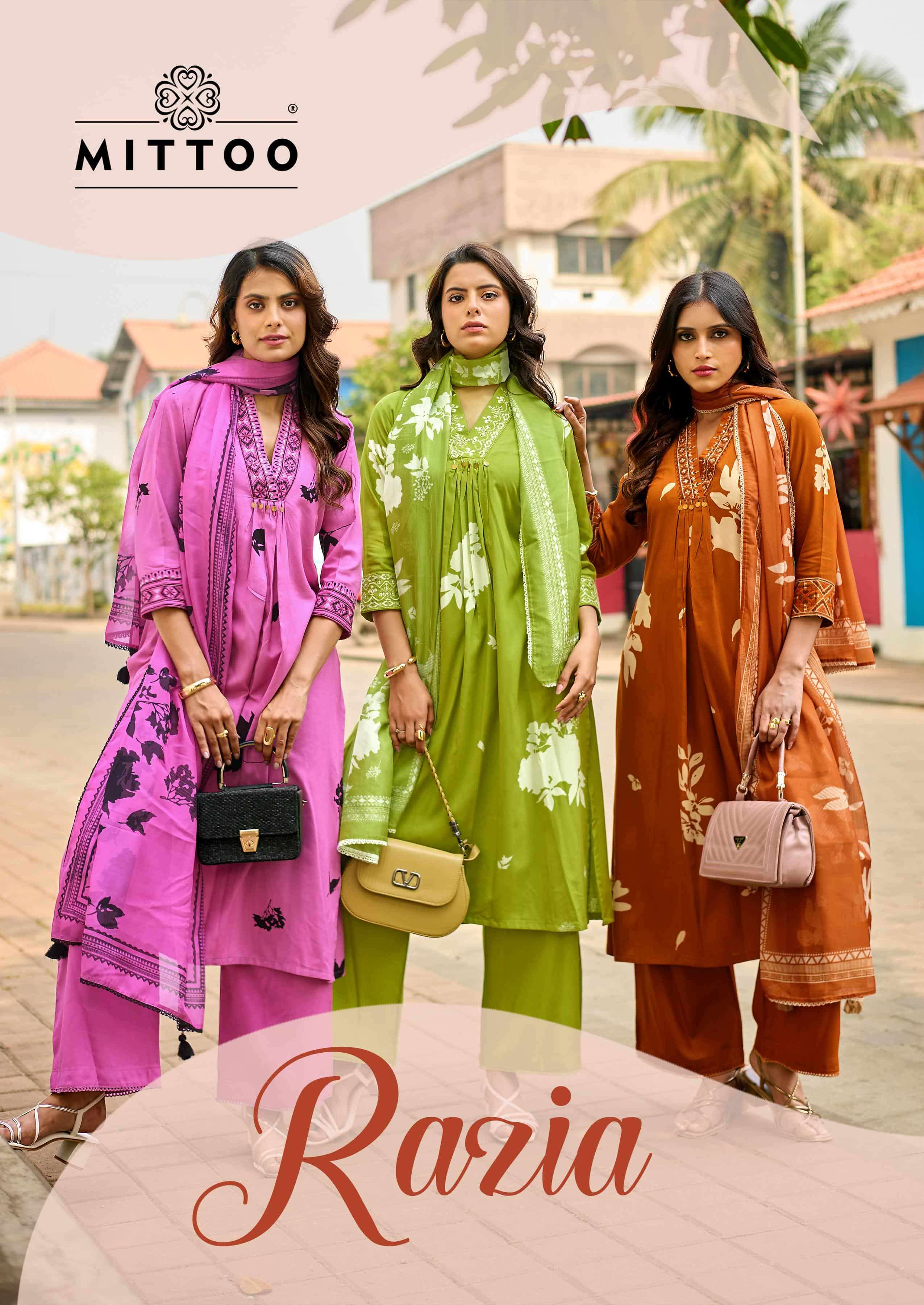 MITTOO RAZIA 2001 TO 2005 SERIES RAYON PRINTED STITCHED DRESSES-00014 