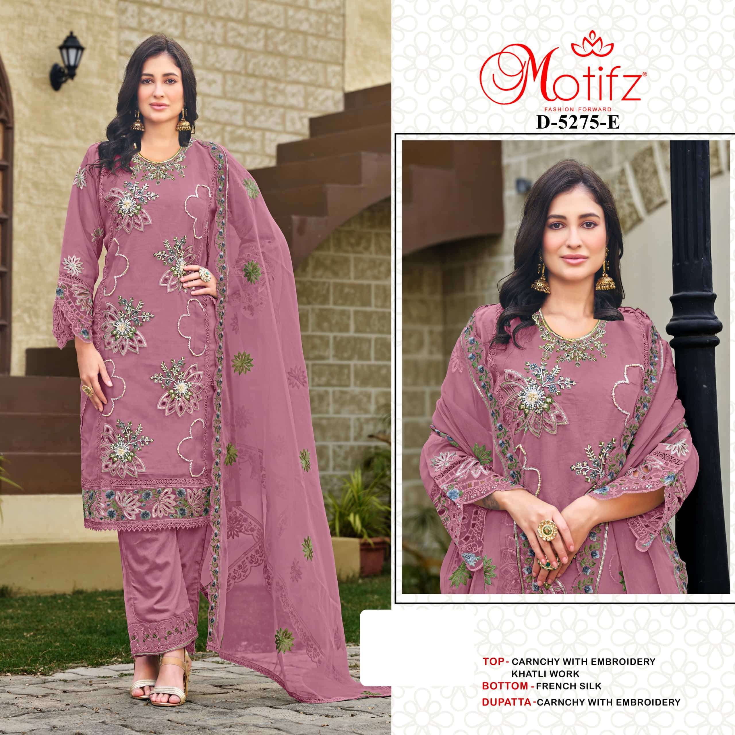 MOTIFZ 5275 E TO H SERIES CRUNCHY SILK EMBROIDERY PAKISTANI SUIT-00201