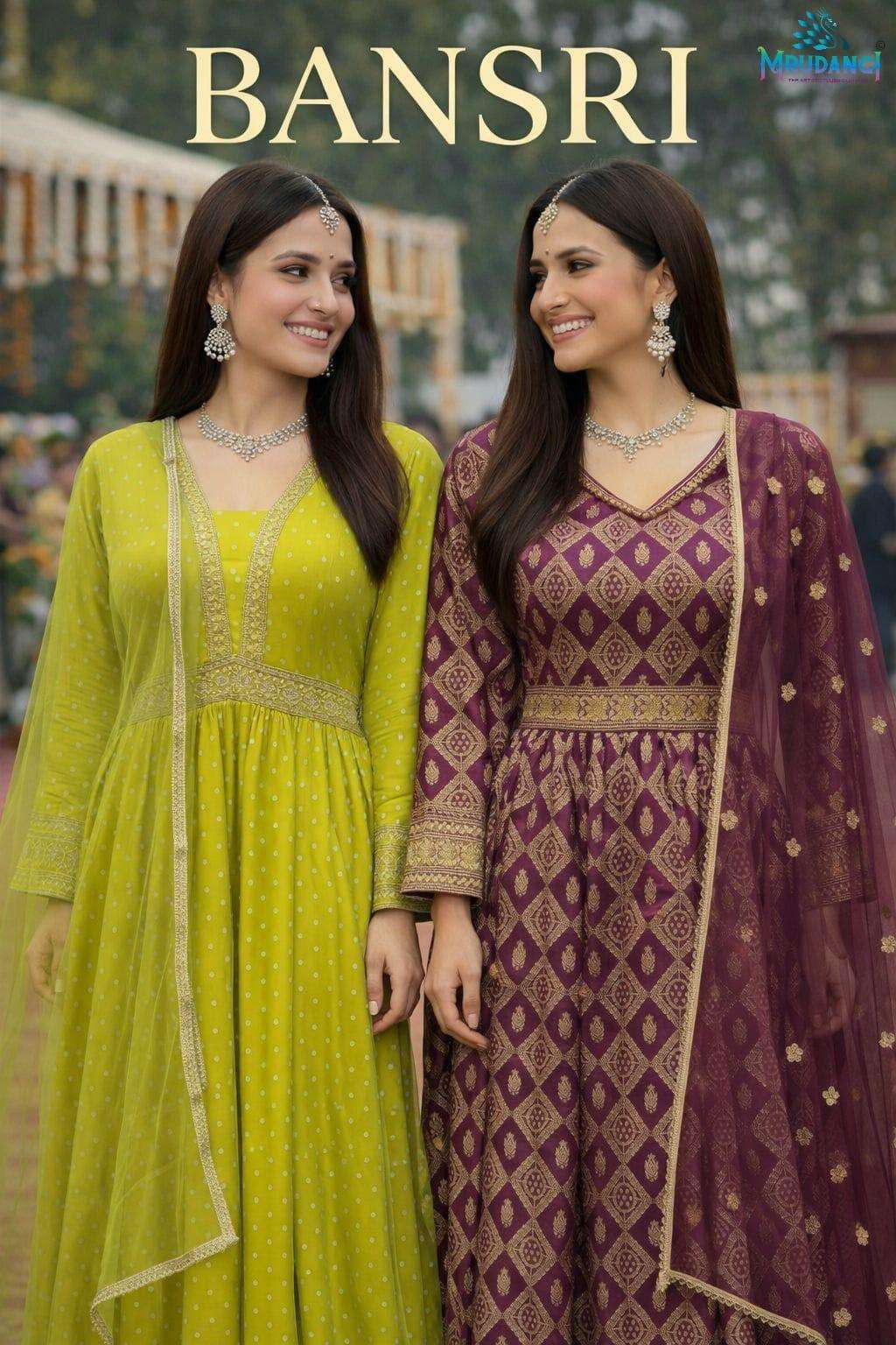MRUDANGI BANSRI VISCOSE JACQUARD SILK EMBROIDERY GOWNS - 00095