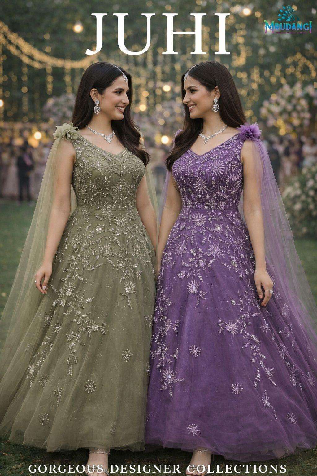 MRUDANGI JUHI PREMIUM NET EMBROIDERY GOWNS - 00095