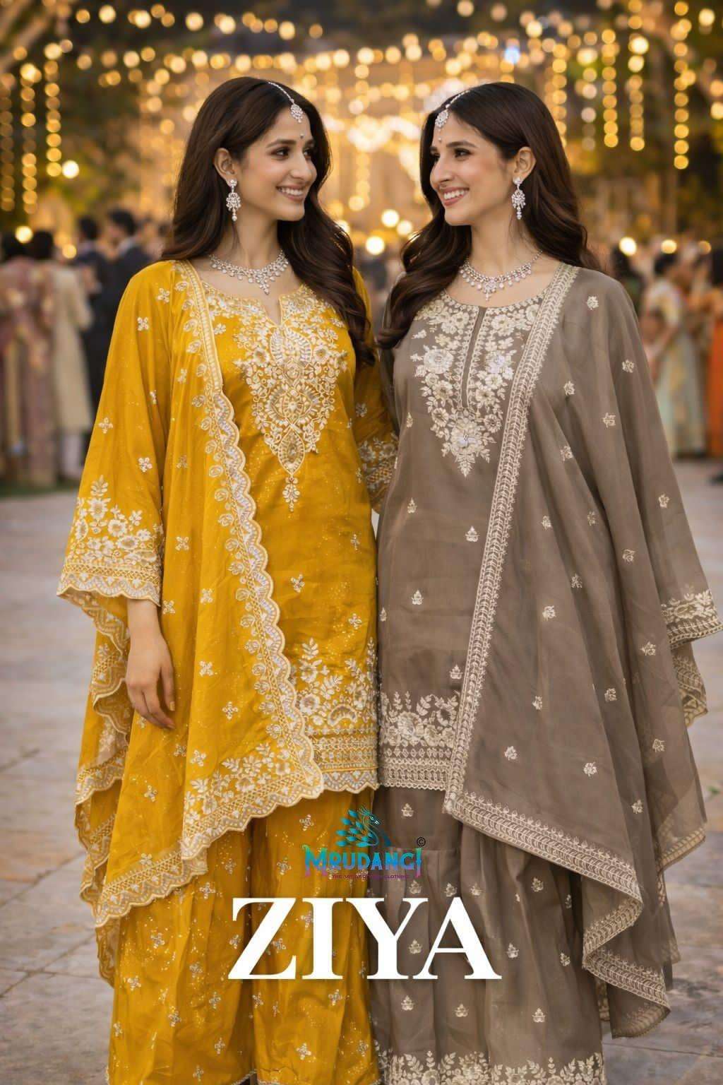 MRUDANGI ZIYA PREMIUM SIMAR SILK EMBROIDERY SHARARA SUITS - 00095