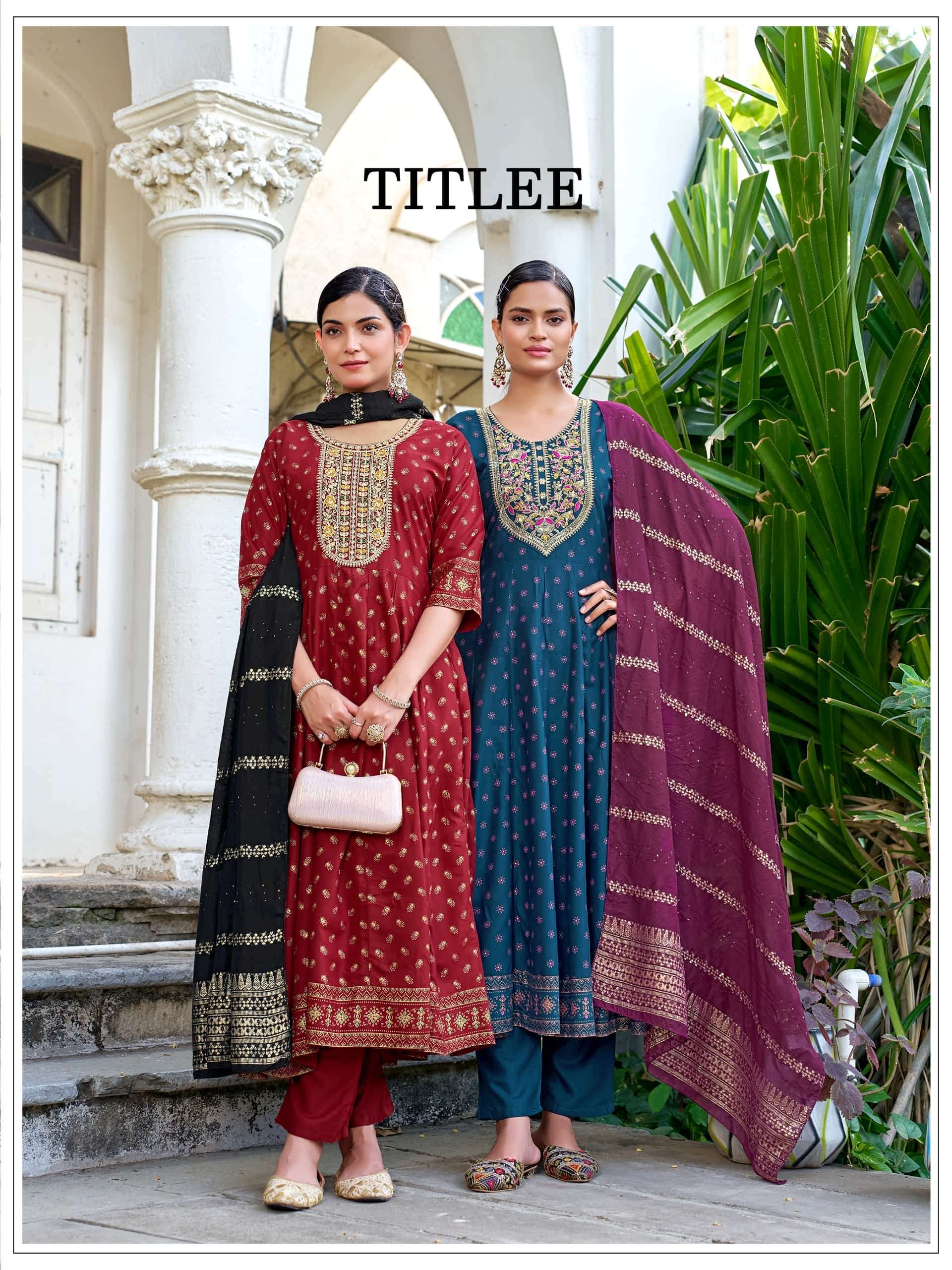 MUKESH TITLEE 1001 TO 1008 RAYON EMBROIDERY STITCHED ANARKALI DRESSES-00097