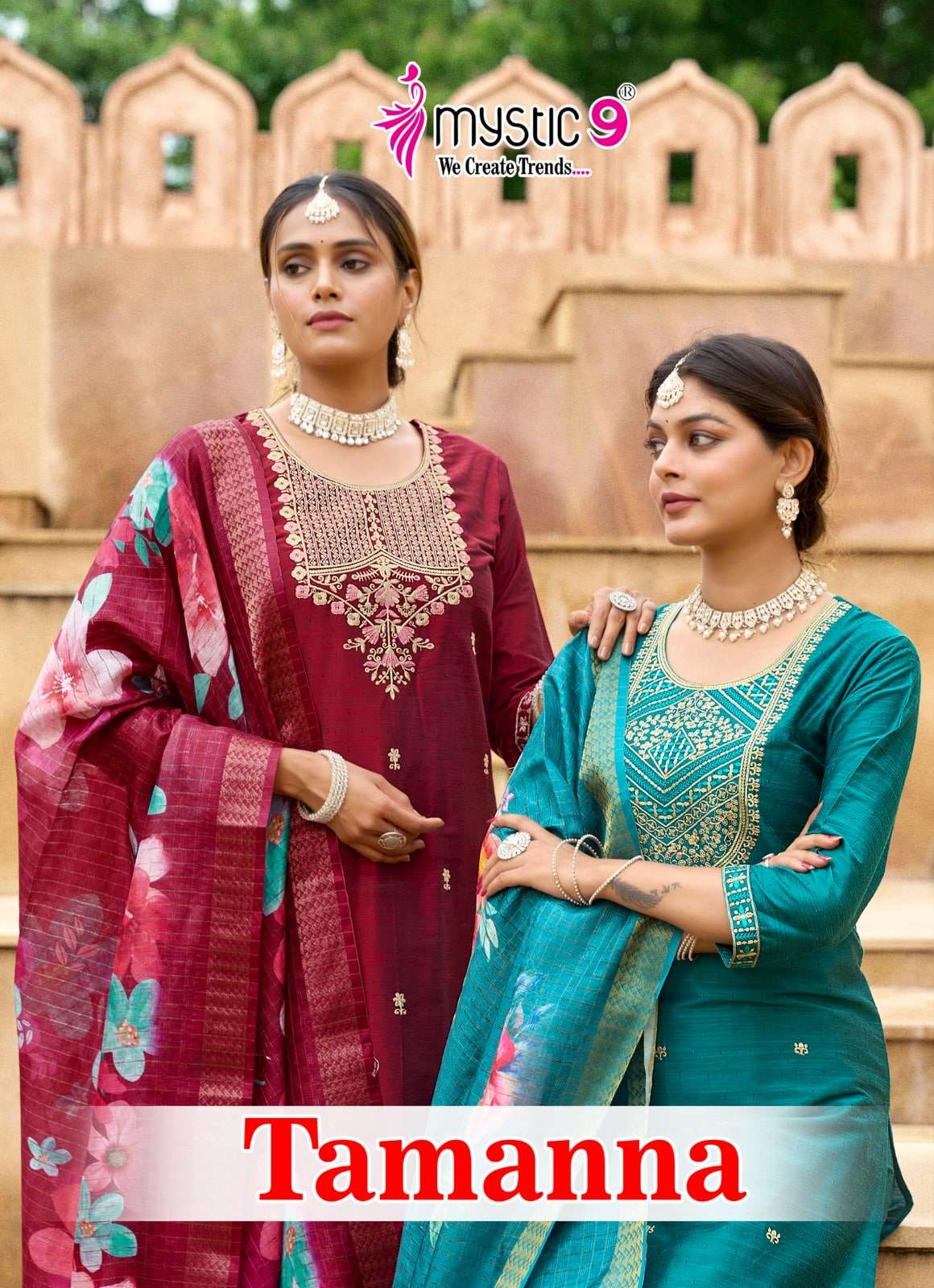 MYSTIC9 TAMANNA VOL -01  1001 TO 1008 SERIES BENGLORE SILK STITCHES EMBROIDERY DRESSES - 00140
