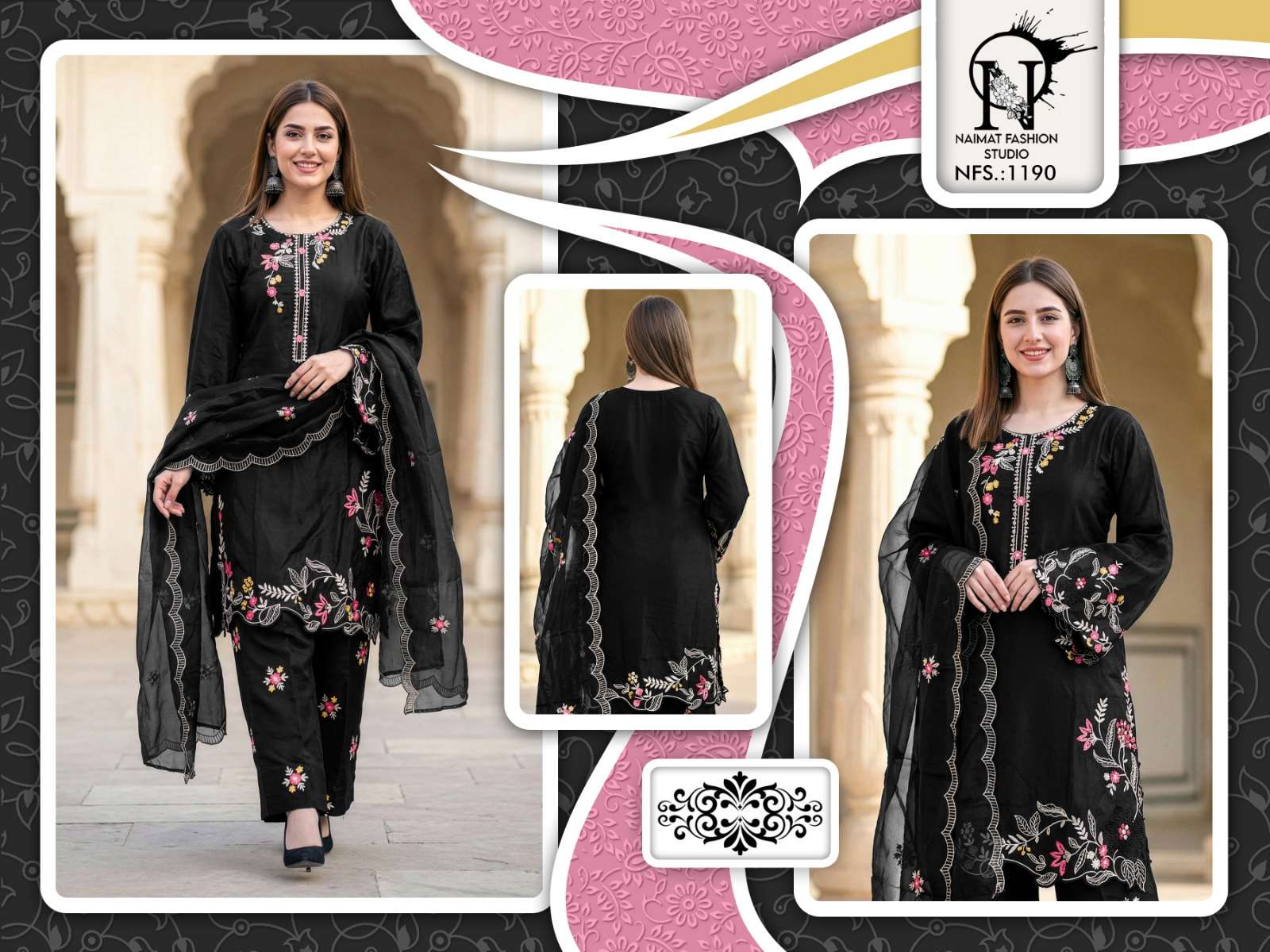 NAIMAT FASHION NFS-1190 HEAVY ORGANZA EMBROIDERY DRESSES - 00088