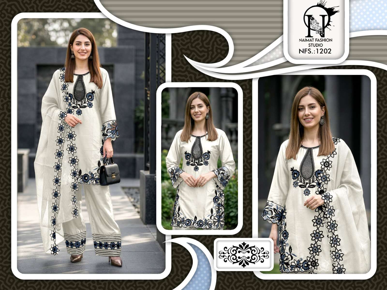 NAIMAT FASHION NFS-1202 SATIN EMBROIDERY PAKISTANI DRESSES-00088