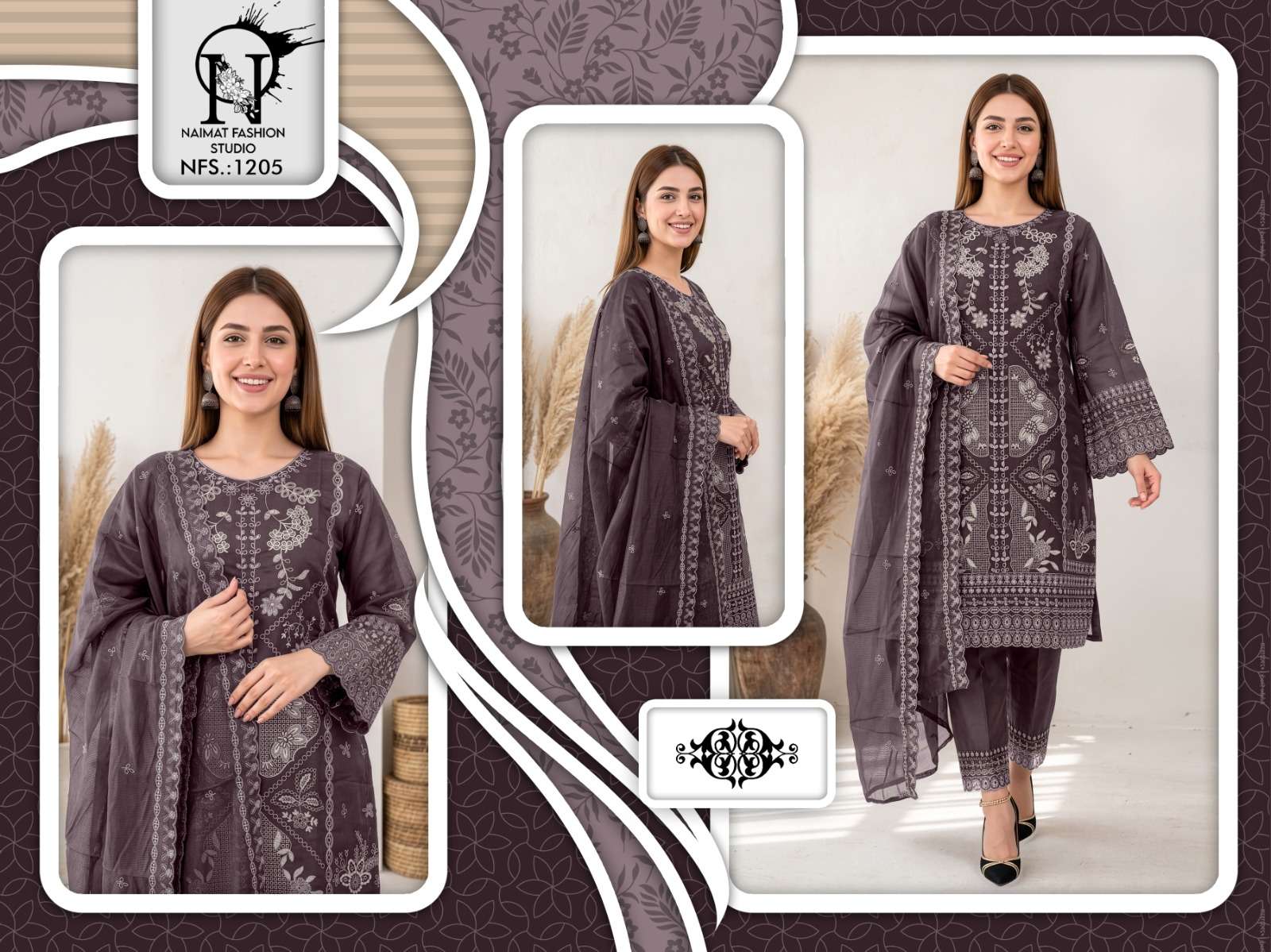 NAIMAT FASHION NFS-1205 COTTON EMBROIDERY STITCHED DRESSES -00088