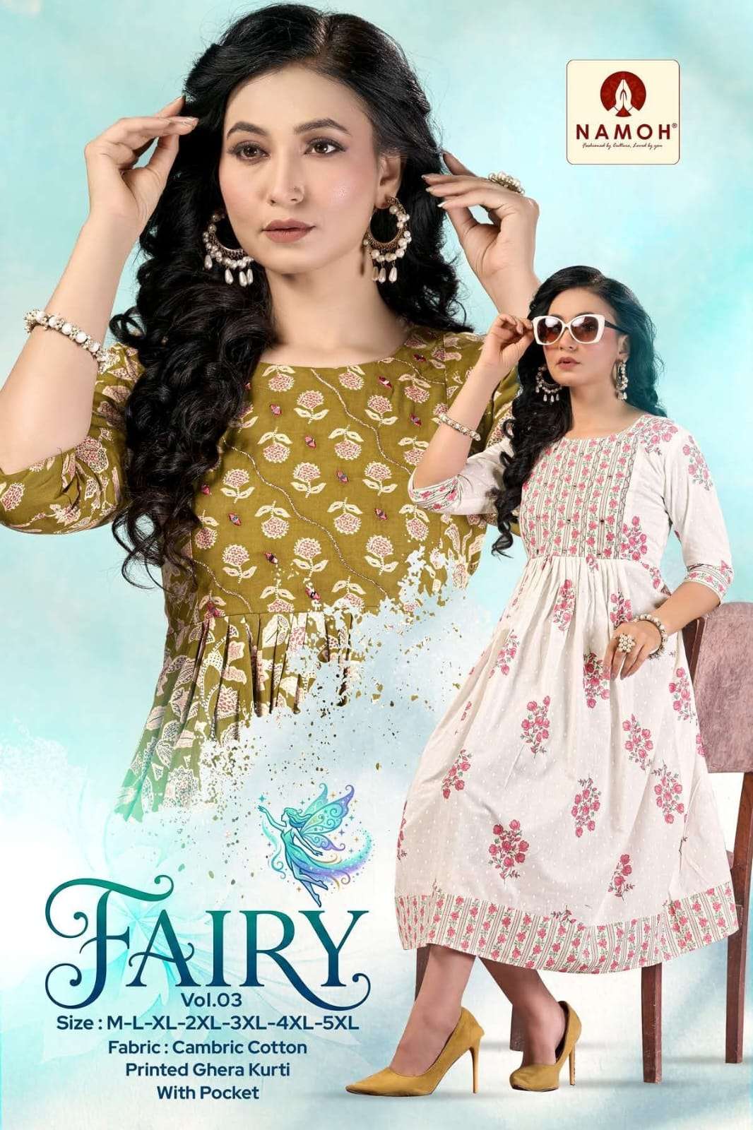 NAMOH FAIRY COTTON PRINTED STITCHED KURTIS-00320