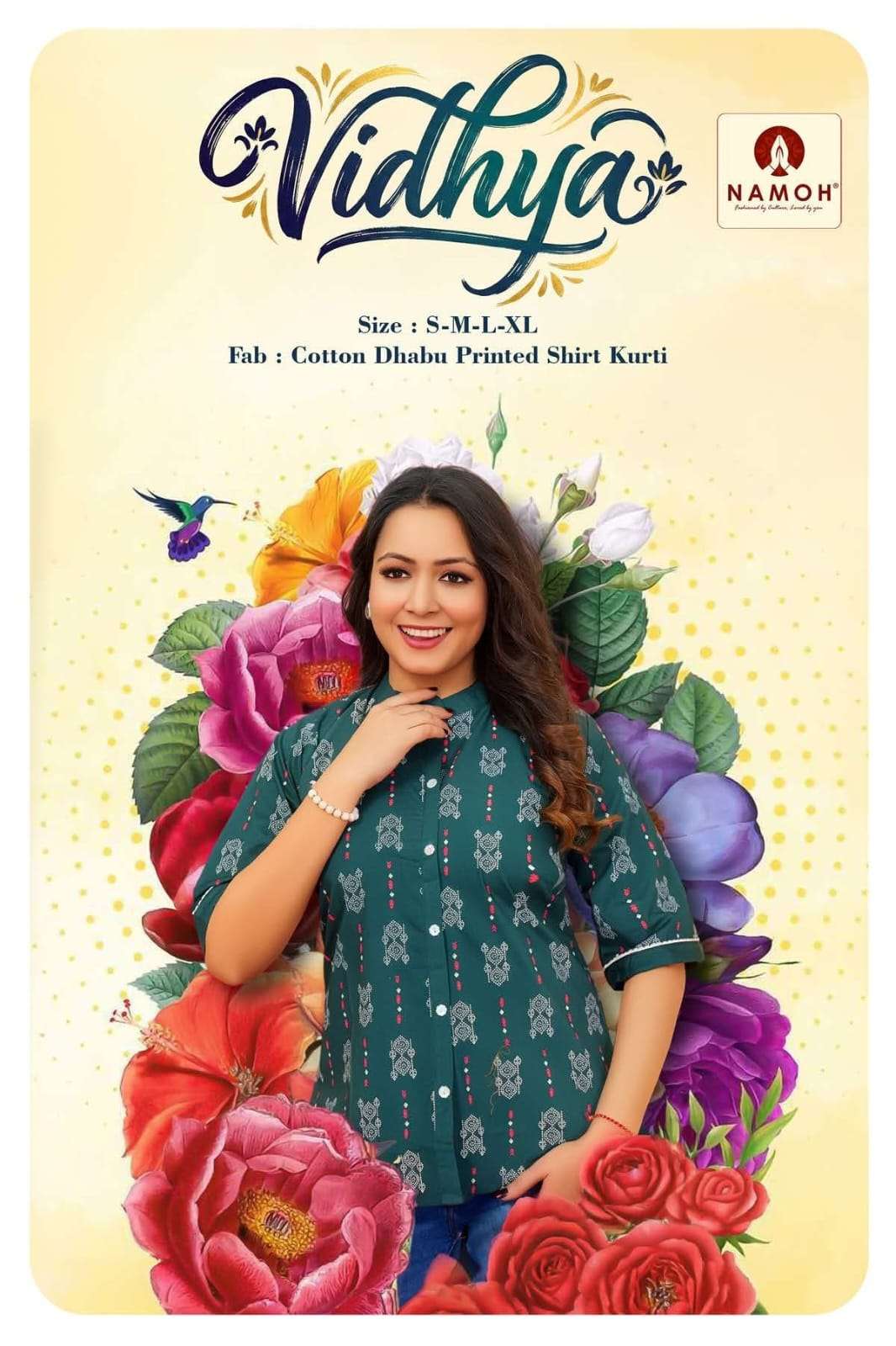NAMOH VIDHYA 101 TO 106 SERIES DHABU COTTON PRINTED STITCHED TUNICS-00320