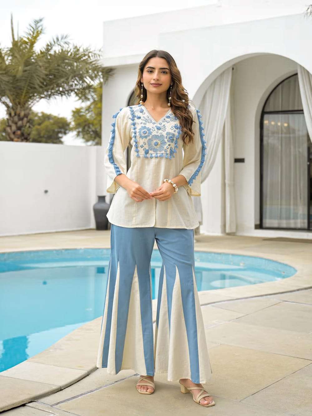 NEELPARI BY ASLIWHOLESALE RAYON WITH SEQUENCE EMBROIDERY WORK CO-ORD SET - 00264