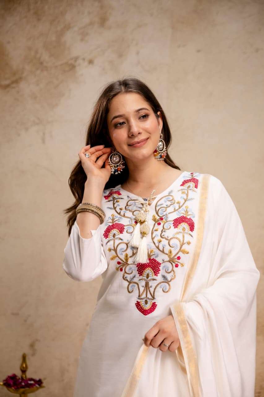 NORA 2 BY ASLIWHOLESALE VISCOSE CHANDERI WITH SEQUENCE EMBROIDERY WORK DRESSES - 00264