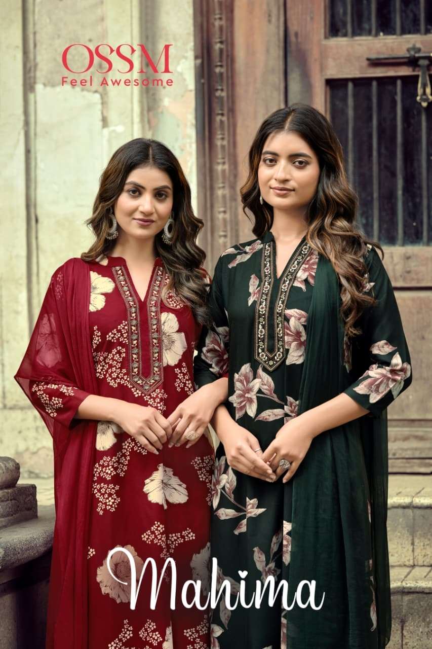 OSSM MAHIMA 1001 TO 1006 SERIES RAYON PRINTED EMBROIDERY DRESSES - 00140