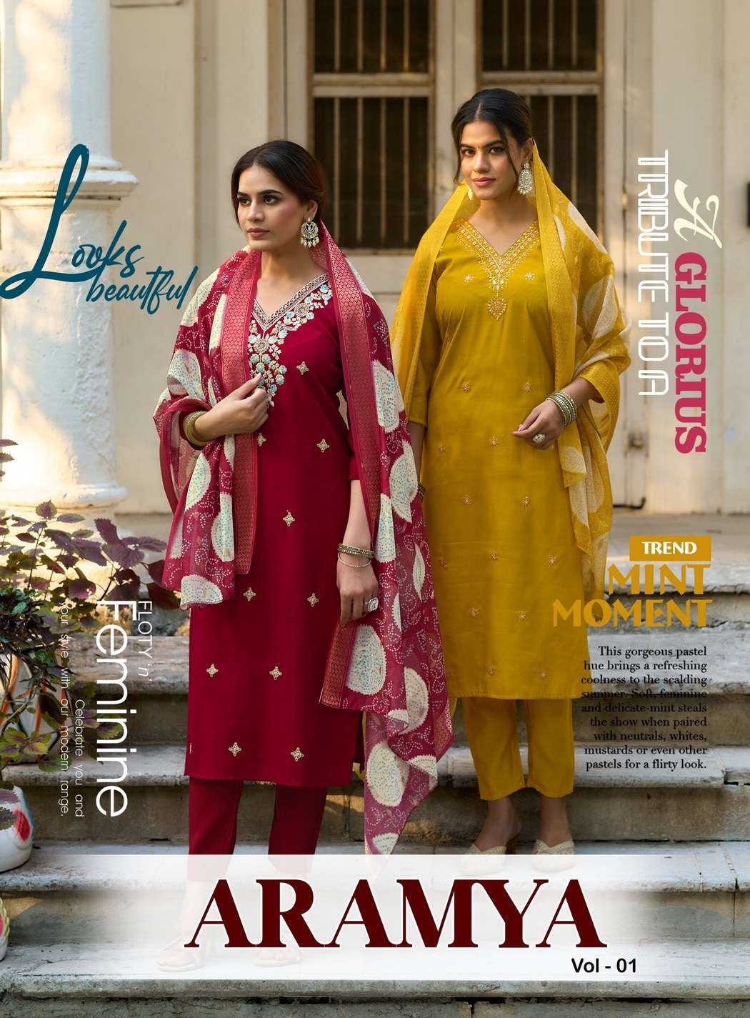 PASSION TREE ARAMYA VOL-1 1001 TO 1008 SERIES ROMAN SILK STITCHED SUIT-00014