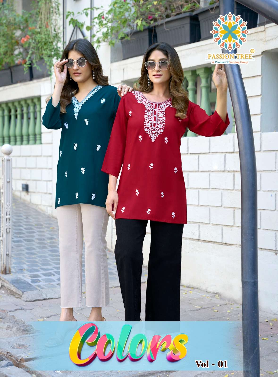 PASSION TREE COLORS VOL-1 1001 TO 1008 SERIES RAYON PRINTED LUCKNOWI KURTIS-00140