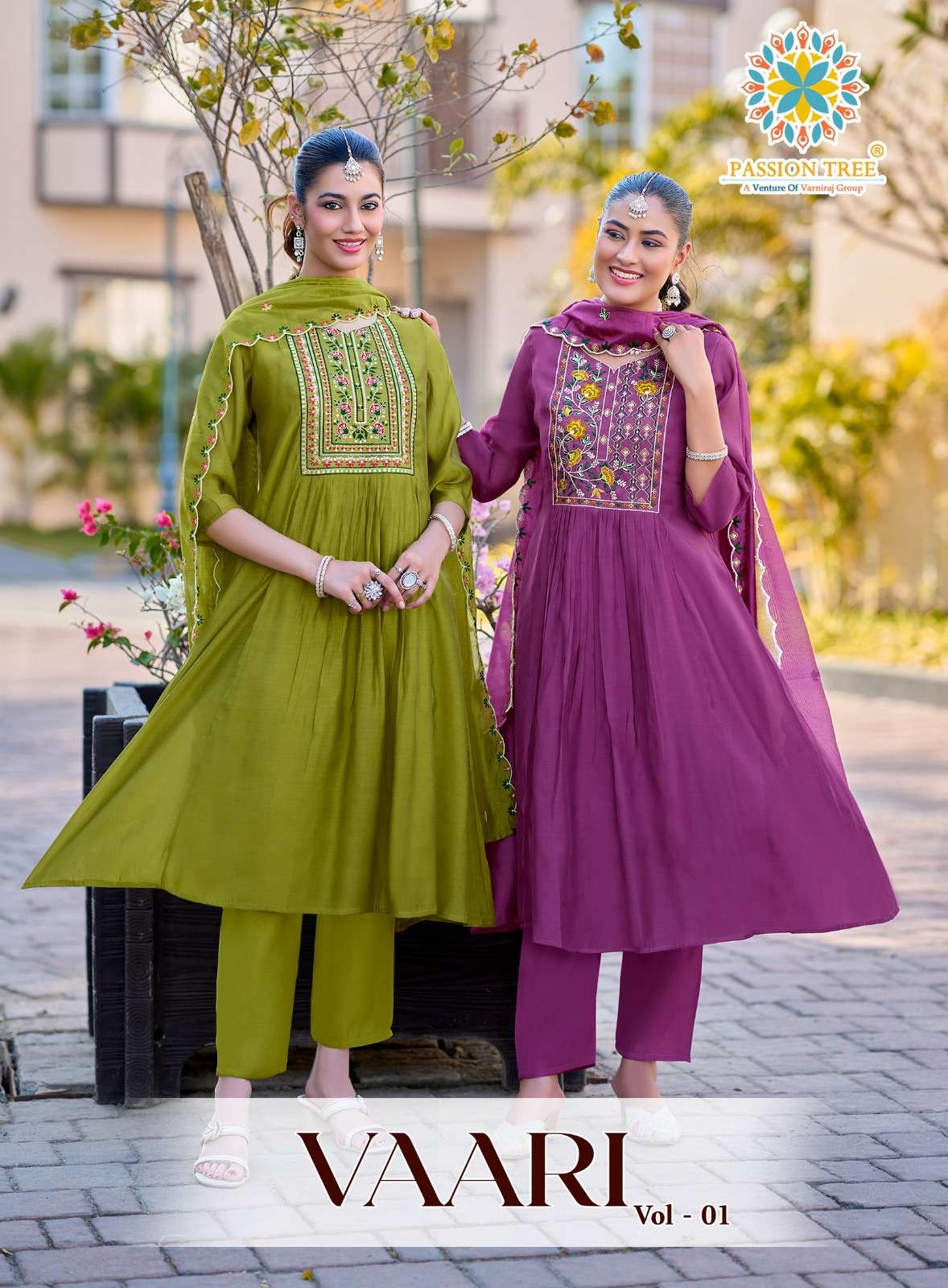 PASSION TREE VAARI VOL-1 1001 TO 1008 SERIES MAL CHANDERI EMBROIDERY SUIT-00014