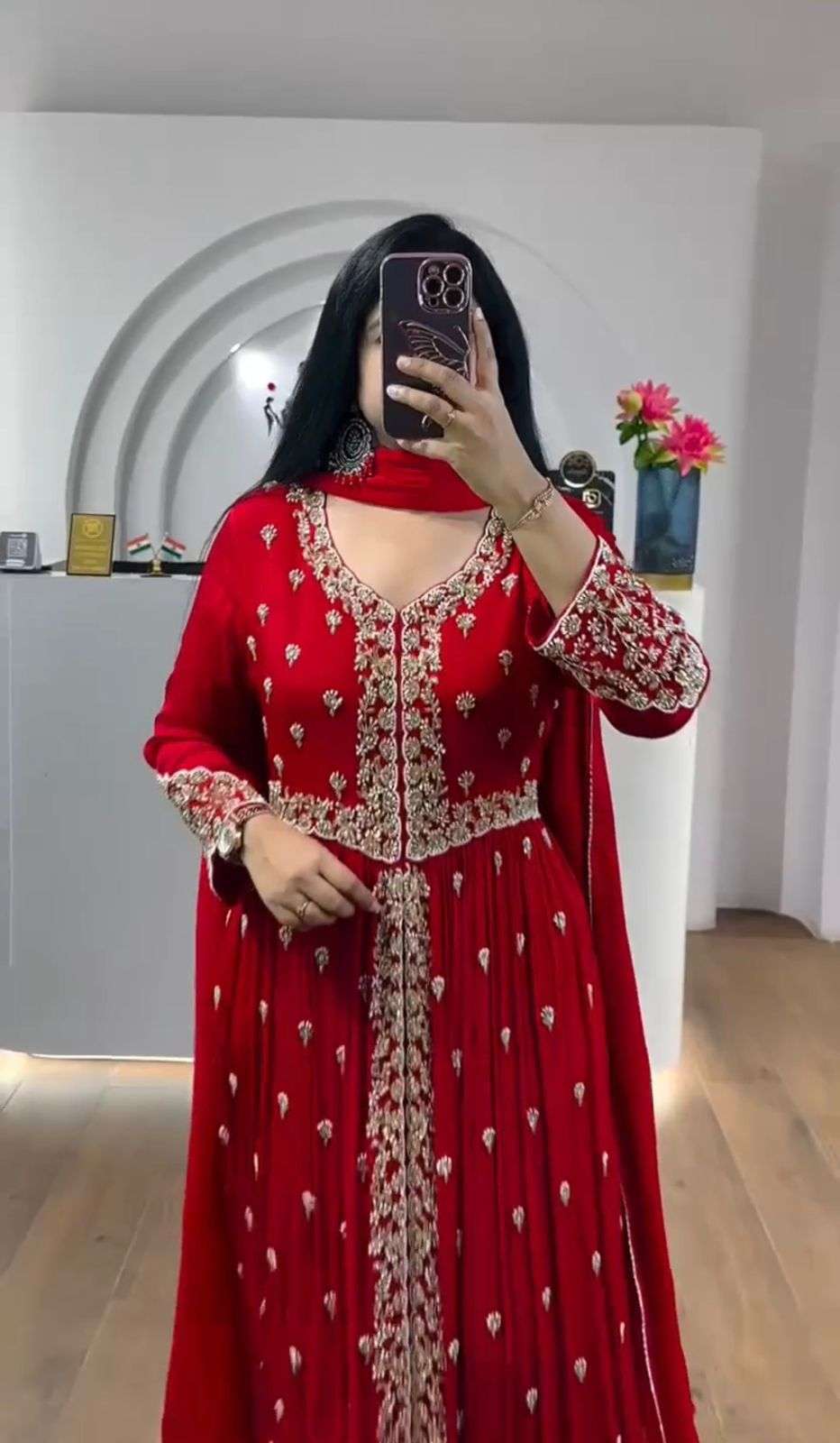 PC-568 BY ASLIWHOLESALE FAUX GEORGETTE EMBROIDERY STITCHED PREMIUM GOWN-00045
