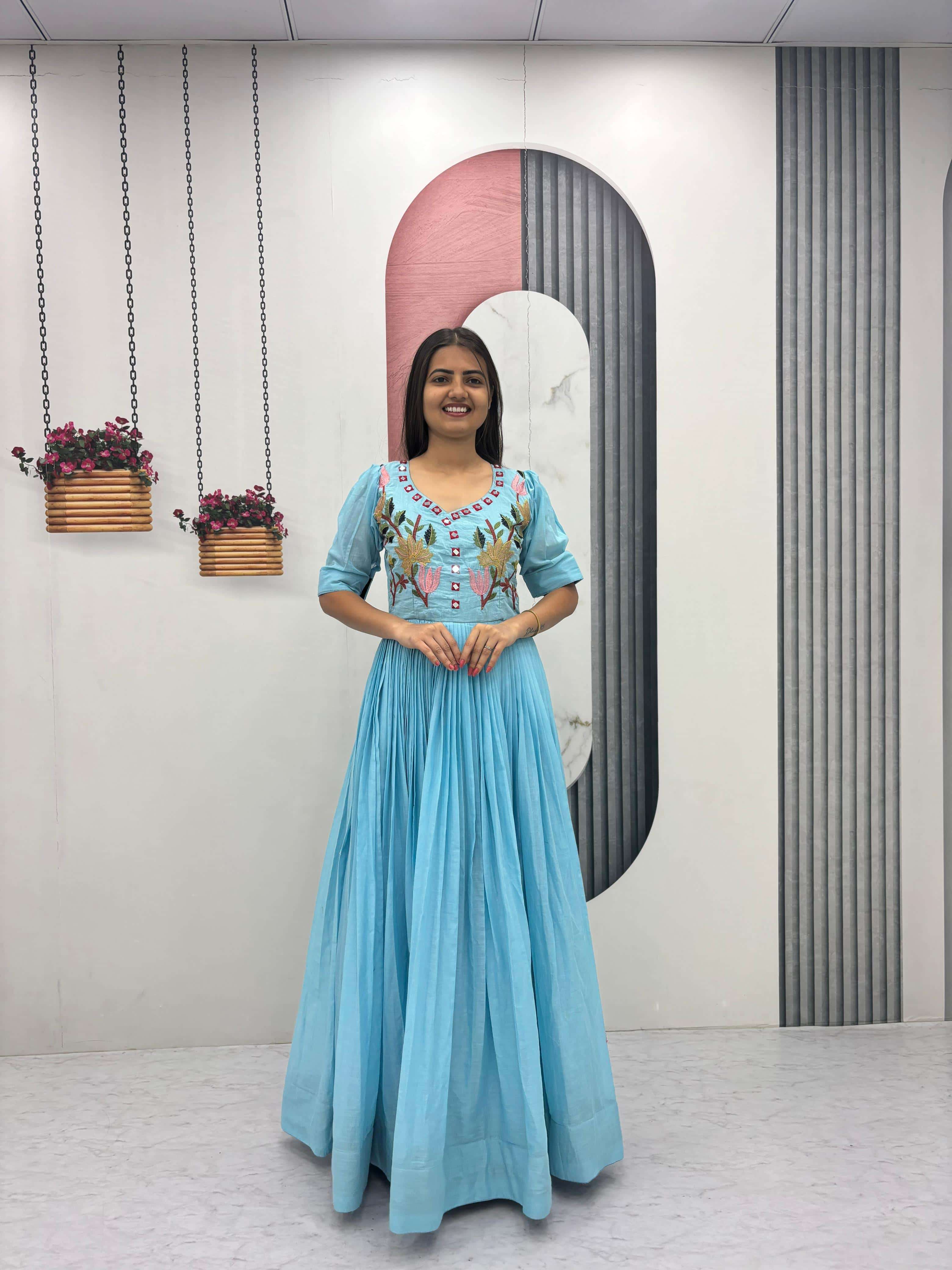 PC-574 BY ASLIWHOLESALE MAL COTTON EMBROIDERY STITCHED GOWN-00045