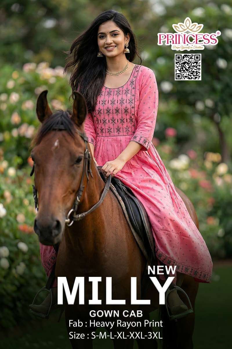 PRINCESS MILLY RAYON PRINTED STITCHED KURTIS SET-00320