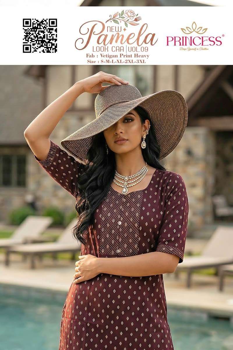 PRINCESS PAMELA 901 TO 906 SERIES  VATICAN PRINTED STITCHED KURTIS-00320