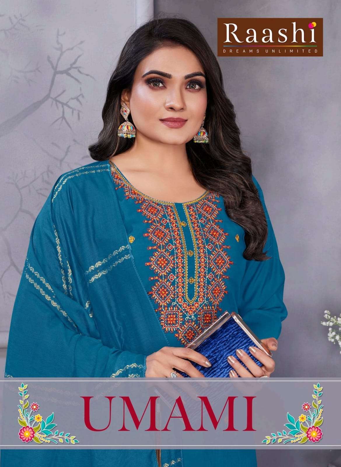RAASHI UMAMI ROMAN SILK WITH EMBROIDERY STITCHED DRESSES - 00320